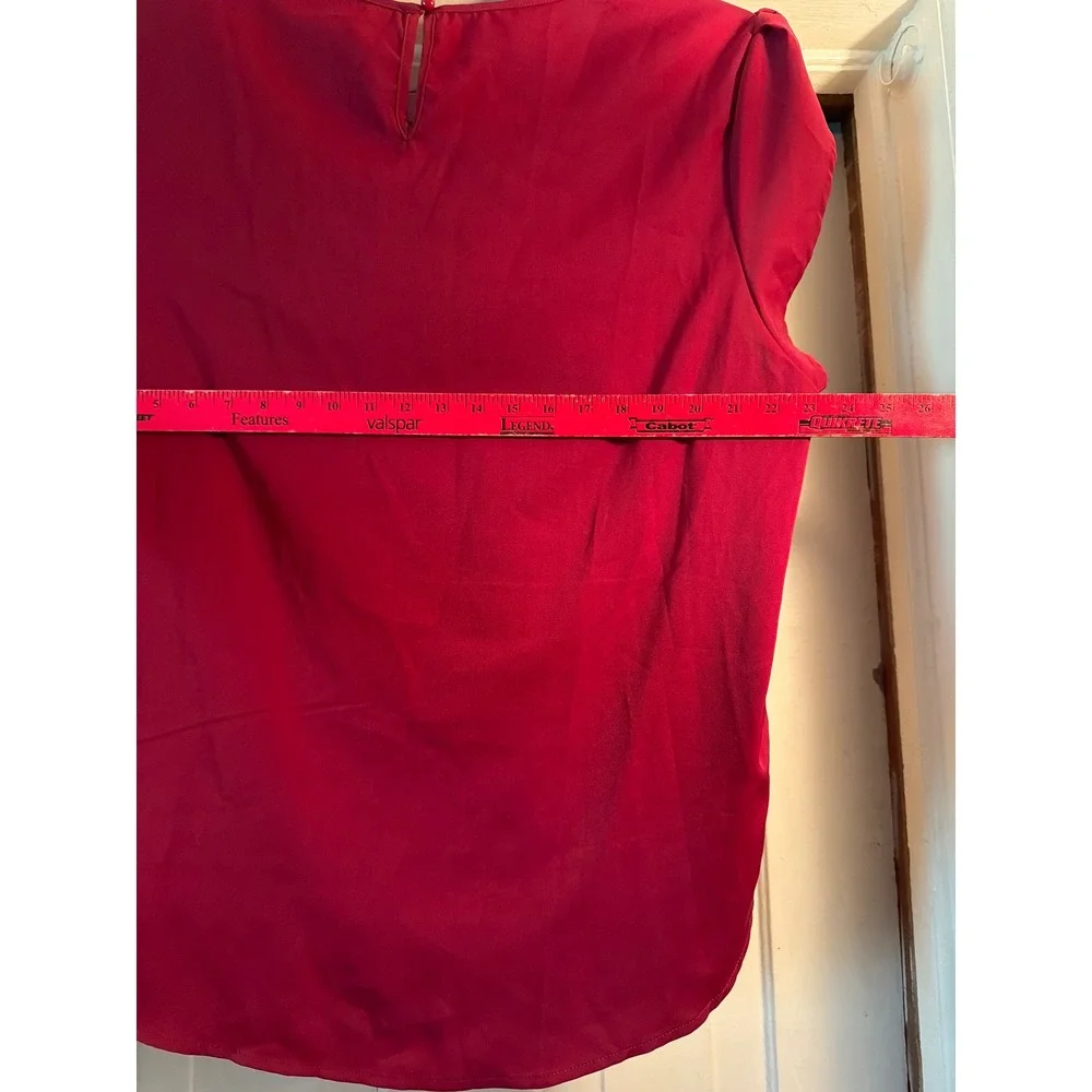 Milumia Womens Red Pleated Round Neck Cap Sleeve Blouse Top Plus Size 4XL NWT - Picture 5 of 6